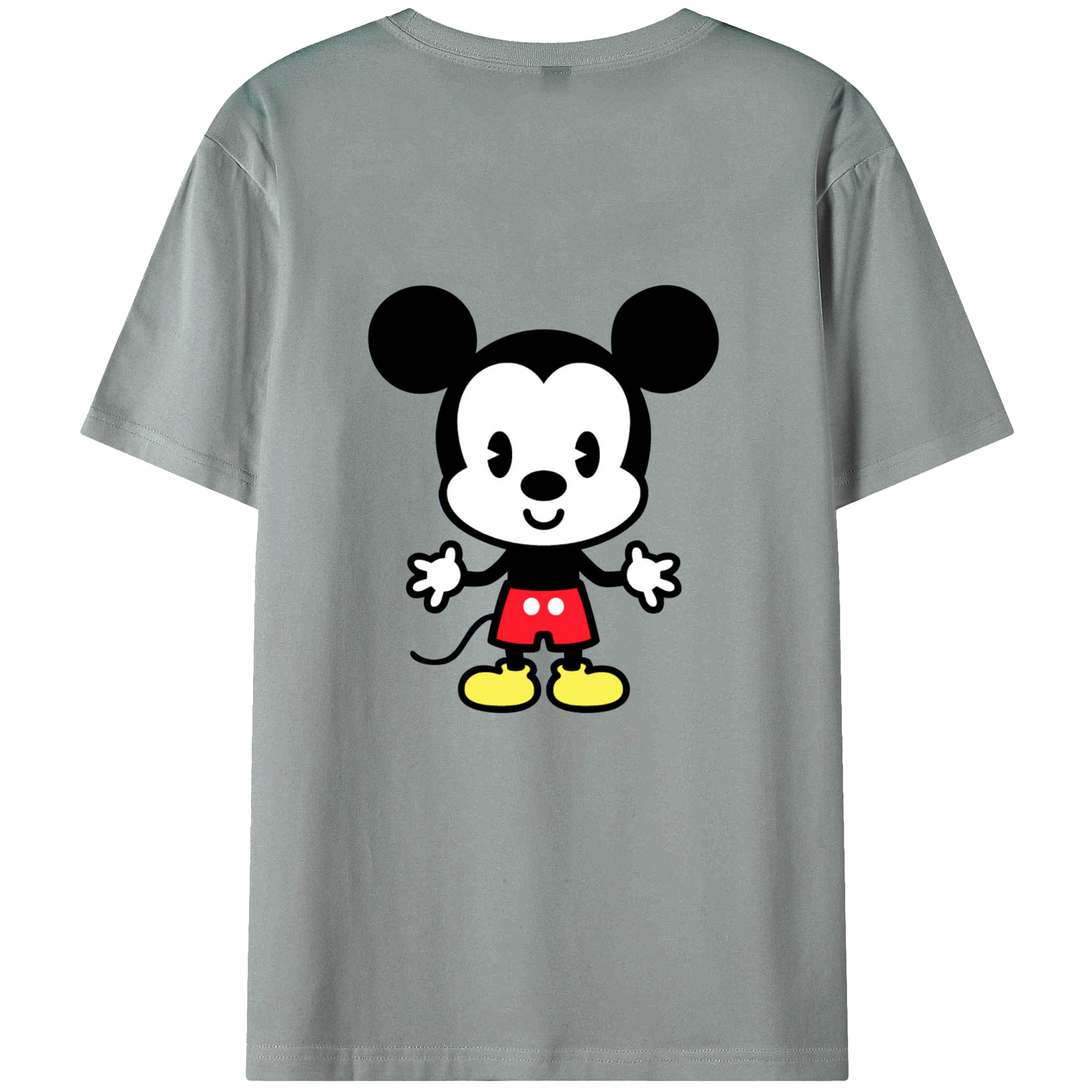 ミッキーマウス Mickey Mouse 綿100％ メンズ半袖Tシャツ（バックプリント） 通気性
